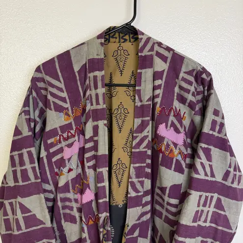 Handmade Jacket Art to Wear Top Womens OS Purple Reversible Patchwork Embroider Size undefined