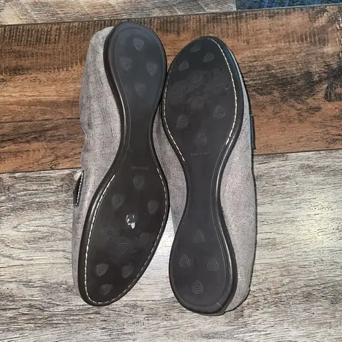 AGL Attilio Giusti Leombruni Metallic Suede Loafers Gray Size 6.5