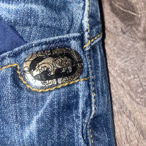 Ecko Red Denim Size 11 waist 32 Rhino Logo Rhinestone Pockets. Blue