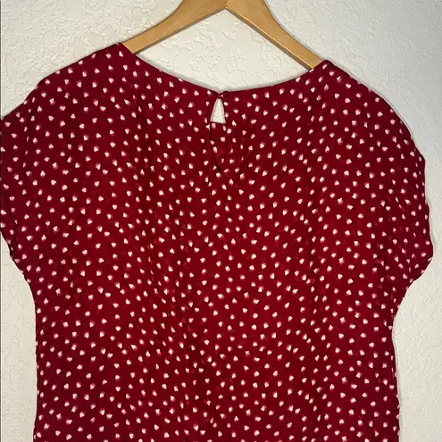 Rebecca Taylor 3D Applique Red Floral Heart Top 100% Silk Size 2 Valentines Love