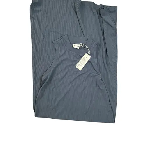 Richer Poorer vintage rib Sleeveless column midi Dress blue mirage