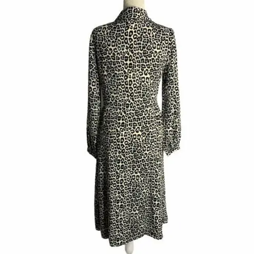 Buttons Spirit of Grace Cheetah Print Shirt Dress M White Black Long Sleeve NEW