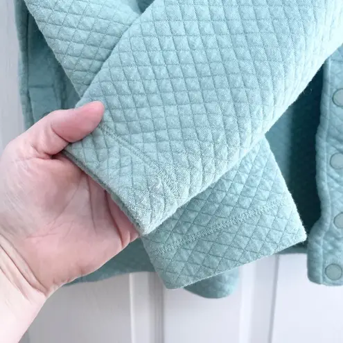 L.L.Bean Quilted Snap Pullover Sweatshirt Funnel Neck Comfy Green M Cozy Size M