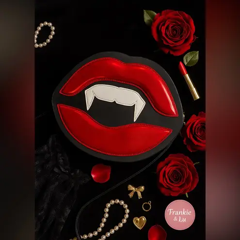 Mad Engine Lip Fang Glampire Crossbody Bag Vampire Lips NWT Red