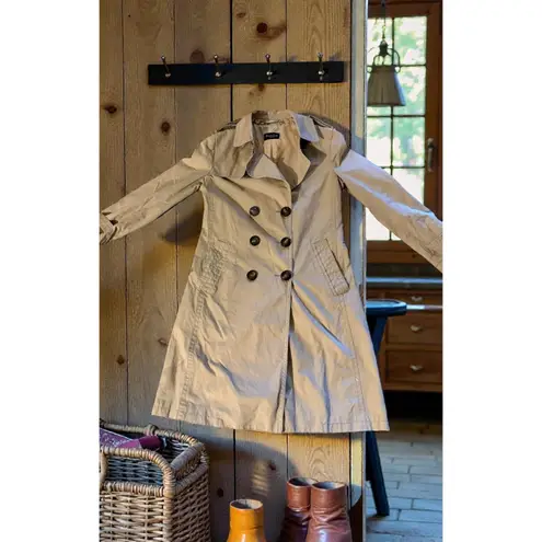 Massimo Dutti Beige Trench Coat Double-Breasted Belted Size M Vintage