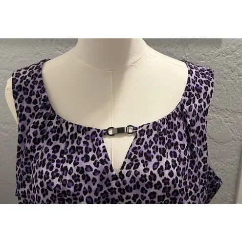 Dana Buchman Dana Bachman Tank Top Purple SZ XL Leopard Retro Y2K Silky coquette embellished