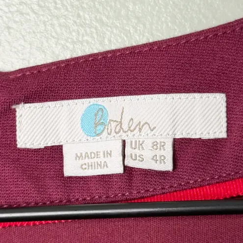 Boden USA Boden Nellie Ponte Knee Length Surplice Dress Mulled Wine Red Women’s Size 4