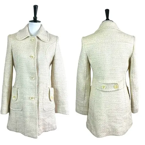 Marvin Richards Women’s Coat Tweed Cream Gold Metallic Size Medium