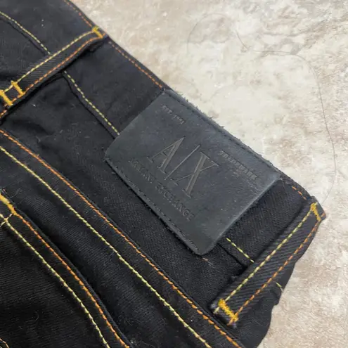 AX Armani Exchange Womens Black Jeans Straight Leg Stitch Detail USA Size P0