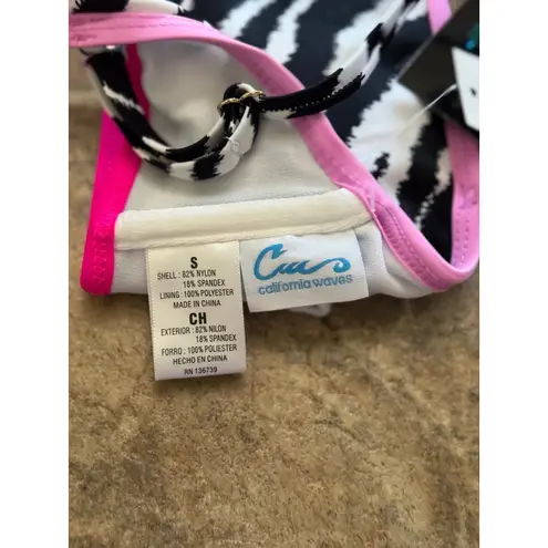 California Waves Zebra Print Asymmetric Bikini Top Size Small - Image 6