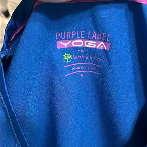 Healing Hands Purple Label Yoga Women's Royal Blue Short Sleeve Top Size Small