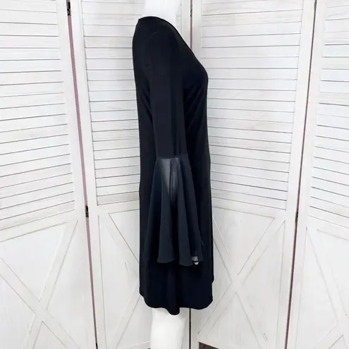 MSK Chiffon Bell Sleeve Jersey Sheath Dress Black Small Gothic Bewitched Boho