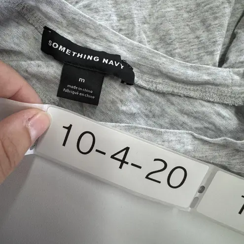 Something Navy Shirt Womens Medium Gray Puff Sleeve 3/4 Length Top Lightweight