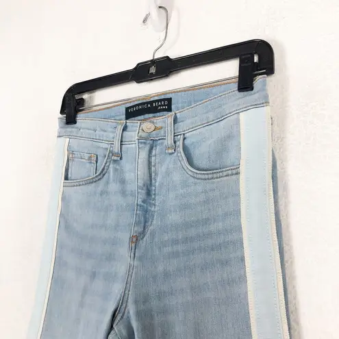 Veronica Beard  Carly 11" Kick Flare Jeans Air 27 Size 25 Side Stripe Crop Fray