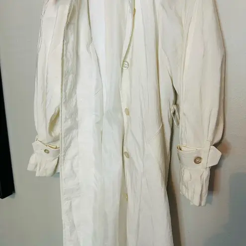 Vintage 80s TOTES White Rain Long Sleeves Jacket Button Front Trench Coat Size 8