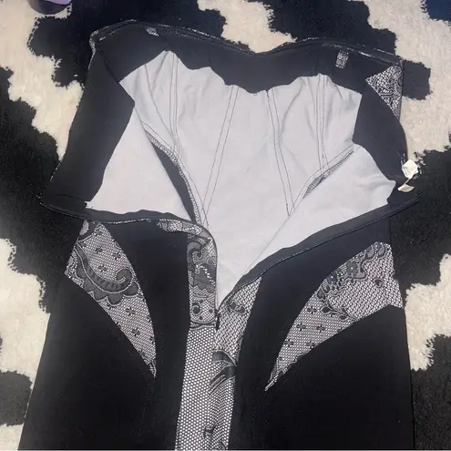 NIKIBIKI Black and White Strapless Cocktail Dress