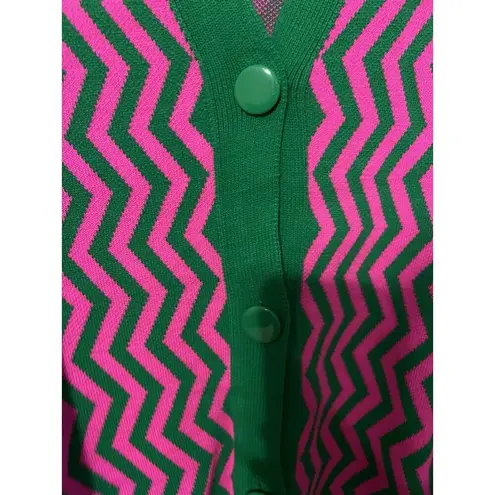 Qu Style Retro Funky Cardigan Sweater One Size Pink Green Contemporary Modern
