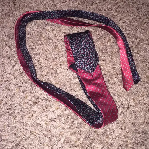 Pierre Cardin Blue & Red Floral Handmade Tie Belt One Size