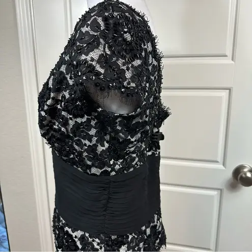 Tadashi Collection Womens Classic Black Beaded Lace Formal Dressy Blouse Size 10