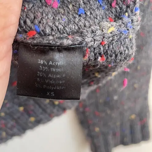 Jenni Kayne Grey Cable Knit Alpaca wool blend speckled crewneck sweater XS