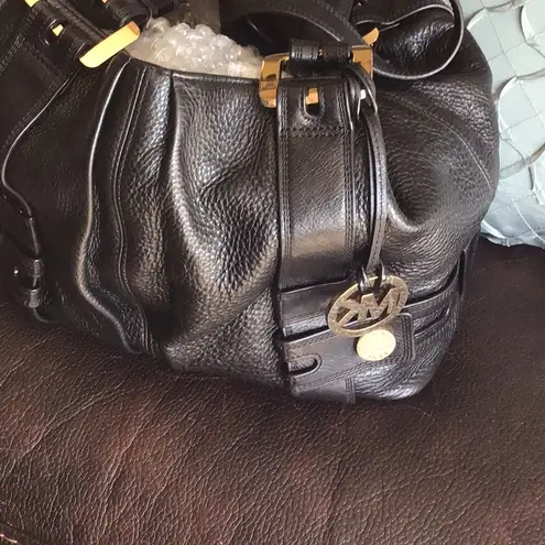 Michael Kors Black Harness Leather Grab Bag Luggage 35F4GHNT3L $398
