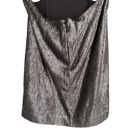 Halston Heritage Antique Silver Sequin Minidress size 2 Side Cutouts Sleeveless - Image 9