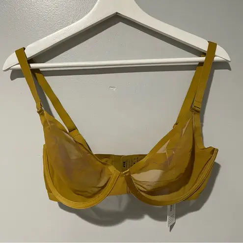 CUUP The Plunge Gold Mesh Seamless Bra Size 34F NWT