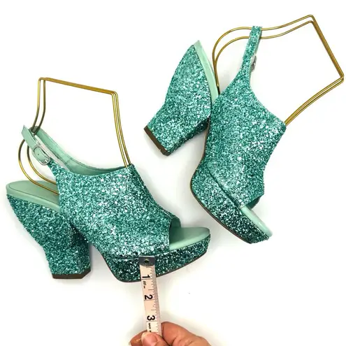 3.1 Phillip Lim turquoise glitter Party Platform Sandals size 35 / US 5