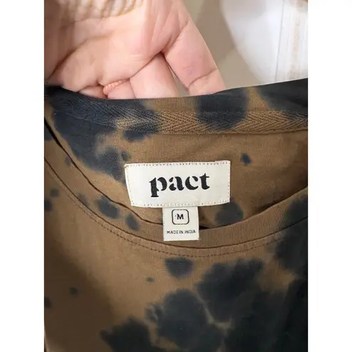 Pact Tie Front T Shirt Dress Brown Black Tie Dye Organic Cotton Midi M Size M