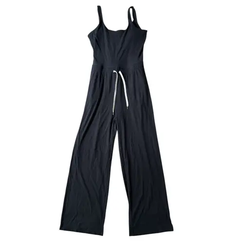 Vuori Women's Pose Scoop Jumpsuit Size Large Black Athleisure Pockets Wide Leg