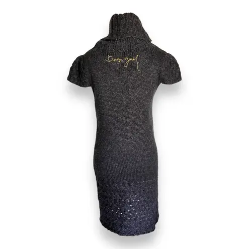 Desigual Womens Dress Sz XL Gray Embroidered Flowers Carey Sweater Cap Sleeve