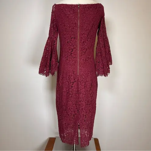 Bardot  ‘Solange’ Corded Lace Sheath Dress Bell Sleeves Women’s Size 10L (Long)
