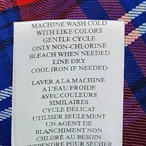 Como vintage  Navy and Red Plaid Button Down Shirt Size Large Preppy Plaid Shirt