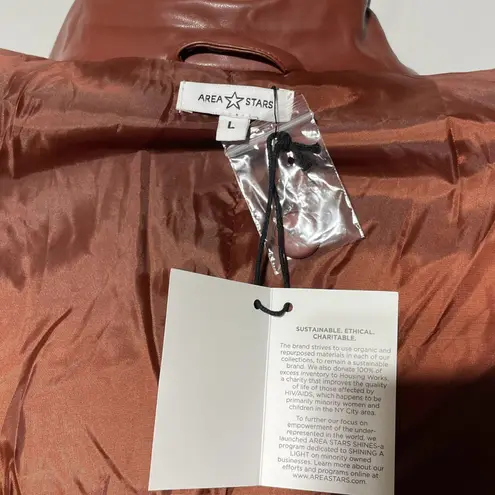 Area Stars New Faux Leather Double Breasted Cropped Jacket Brown Size Large