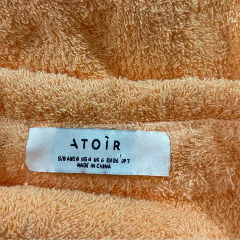 Atoir AUS The Santorini Mango Orange Terry Cloth Cropped Button Down Top S