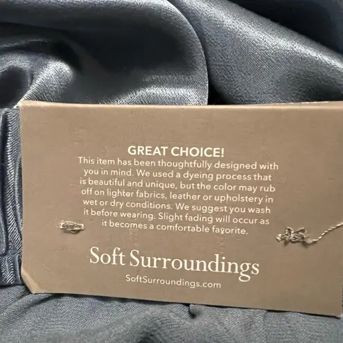 Soft Surroundings Nirvana Pants Straight Leg Blue Satiny Feel NWT Large 14-16