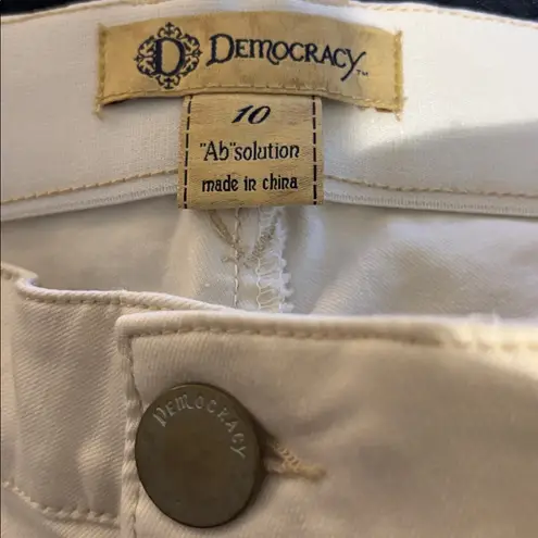 Democracy Ab"solution Colored Ankle Skimmer Pants Sz 10 Cream Slimming Tummy Tuck Comfy