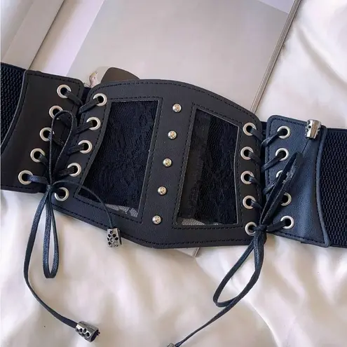 Goth Gothic Alternative Corset Belt Lace Floral Black