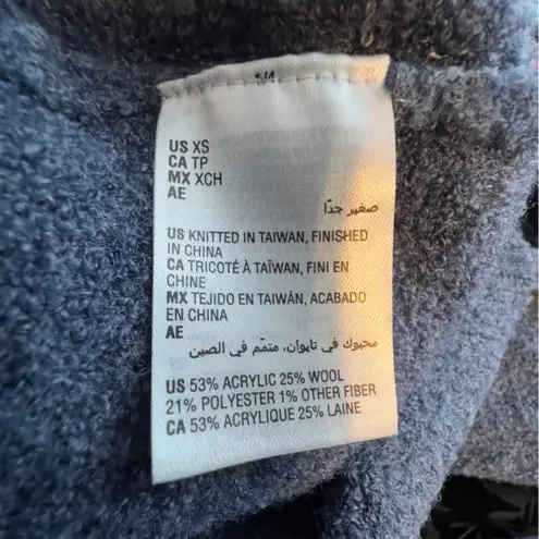 INC International Concepts Size XS Crewneck Long Puffed Sleeve Gray/Blue Sweater Blue