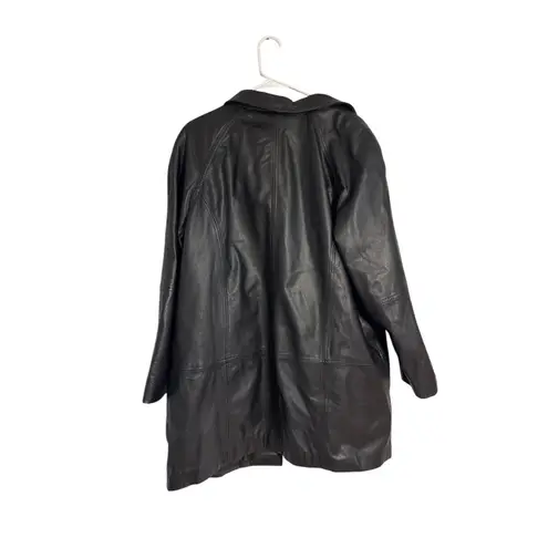 Preston & York Women’s 1X Genuine Leather Overcoat – Black, Lined