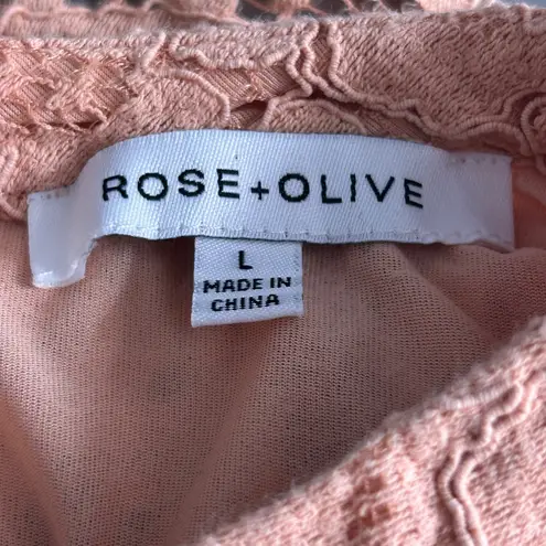 Rose + Olive Lace Top Size Large Peach