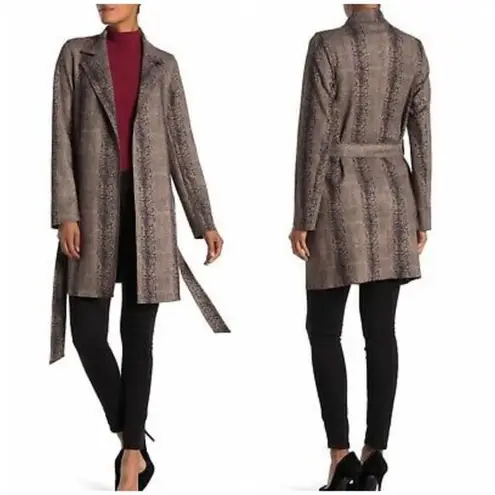 Love Token Snakeskin Print Tie Jacket Brown Size Small