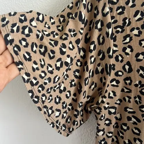 Vermilli Hawaii Leopard Print Stretch Dress Ruffle Detail Swim Cover Small Brown