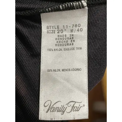 Vanity Fair Vintage 1990s Black Half Slip Size Medium Satin Slit Skirt Sheer