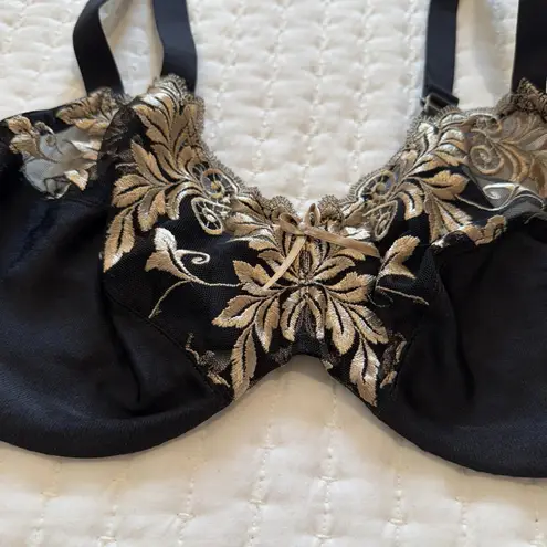 Soma 40C Underwire Bra Black Champagne Gold Embroidery Lace Unlined Size undefined