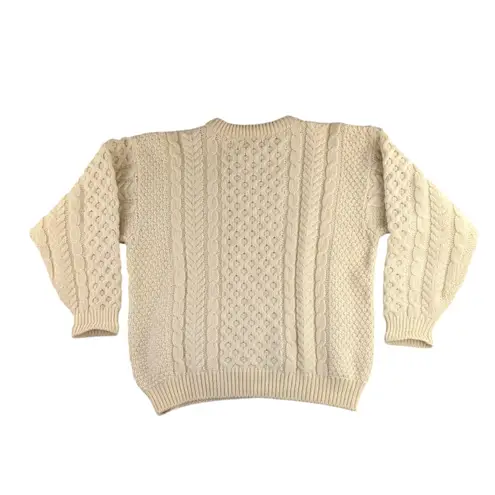 L. L. Bean Vintage Irish Fisherman Pure Wool Sweater EUC Size L F225 Size L