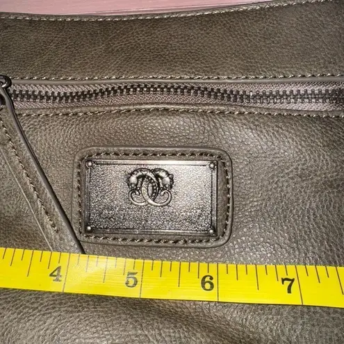 SHARIF BROWN FRINGE STUDDED CROSSBODY SHOULDER PURSE Grey Gray