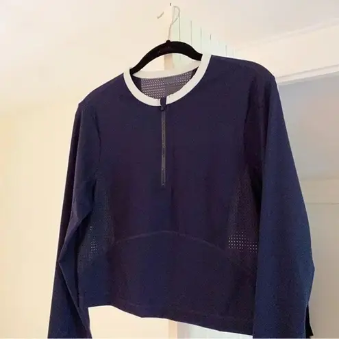 Sweaty Betty Power Half Zip Workout Top in Navy Blue Size L Retail $98