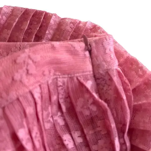 Maeve Anthropologie NWT Brighton Tiered Midi Skirt Ombre Lace Pink Tiered 8