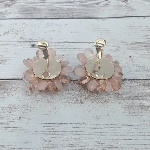 Vintage Clip On Earrings Extra Large 3D Dusky Pink Flower